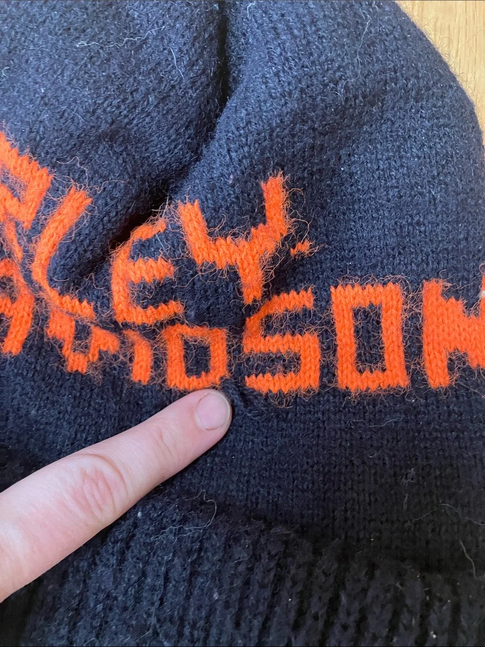 Harley-Davidson Black and Orange Kids Knit Beanie